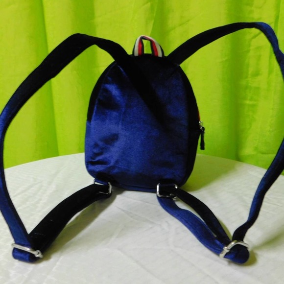 Small Tommy Hilfiger Blue Velvet embroidered backpack - Picture 3 of 6